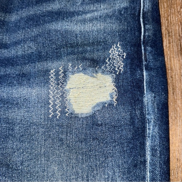 PRPS MEN'S STRAIGHT LEG JEANS  Patched Stretch blue stitched distressed - Picture 11 of 14